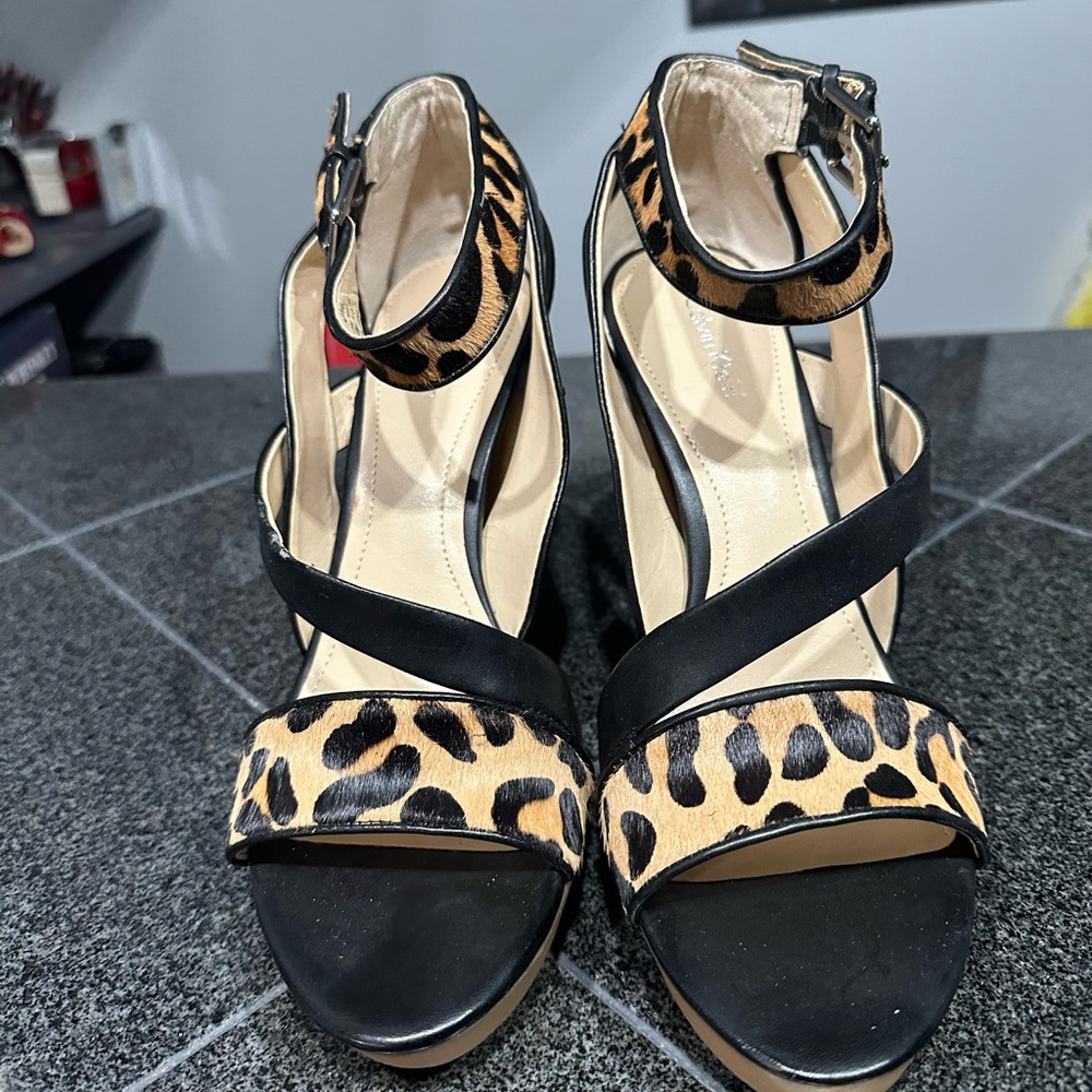 Calvin Klein Black and calf hair Leopard Heels